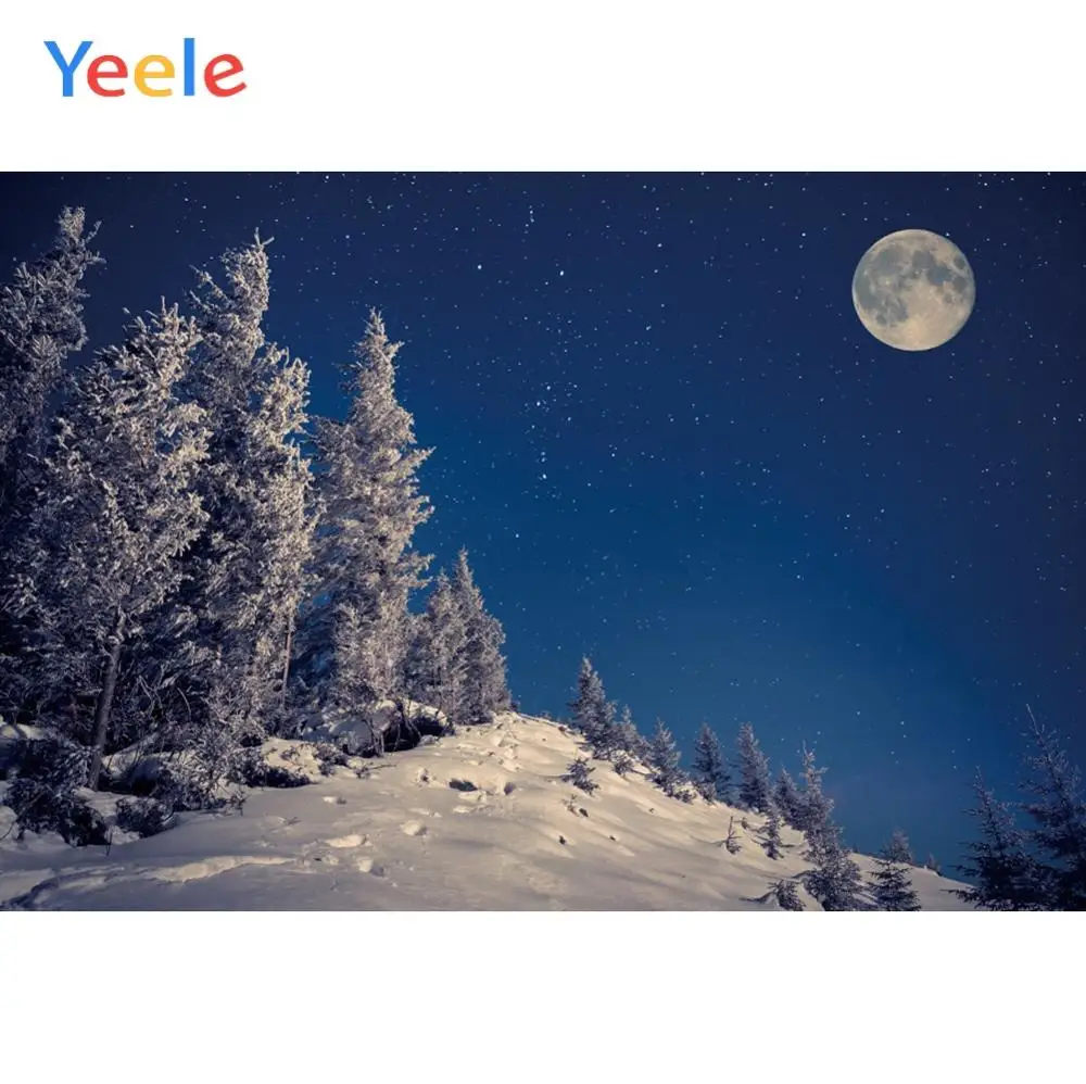 Фоны для фотосъемки Yeele с изображением зимнего пейзажа ночного лунного крепления