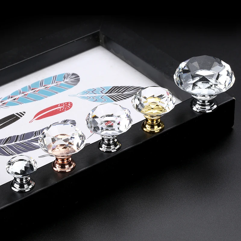 Diamond Shape Crystal Glass Cabinet Knobs and Handles (5)