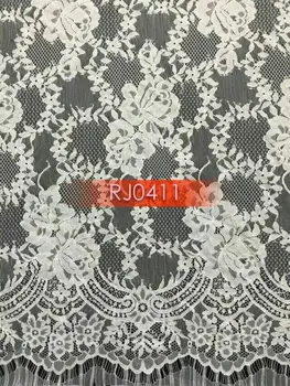 

2015 3Yards African Embroidered fabric lace fabric nigerian french lace fabric for wedding dresses ivory bridal Big lace trim