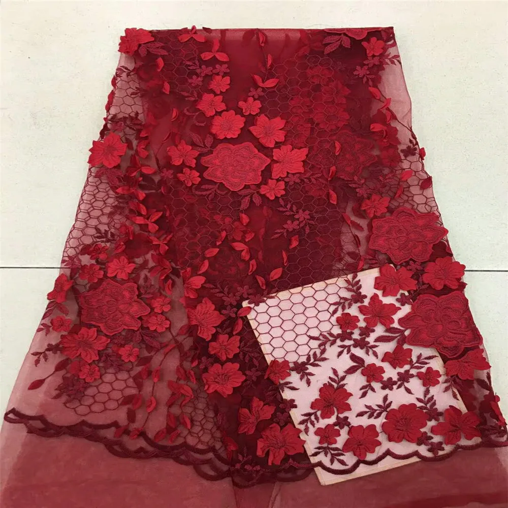 

Latest Fashion Nigeria Embroidered Applique Tulle Lace Honeycomb Embroidery African Net Lace Wine French Lace Fabric X616-02