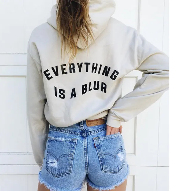 

Sugarbaby Everything is a Blur Unisex Hoodies Letter Graphic Jumpers Women Spring Hipster Crewneck Outfits Tumblr Sweatshirt