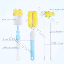 Щетка для бутылок 6 шт./компл. 360 градусов губка стеклянная детская соска для молока чашка для воды Чистка кормления пластиковая Соска-пустышка щетки для соски