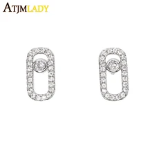 925 стерлингового серебра Aaa микро проложить Циркон одиночные циркониевые бусины Серьги Diy ювелирные изделия Модные серьги-гвоздики с камнем для женщин