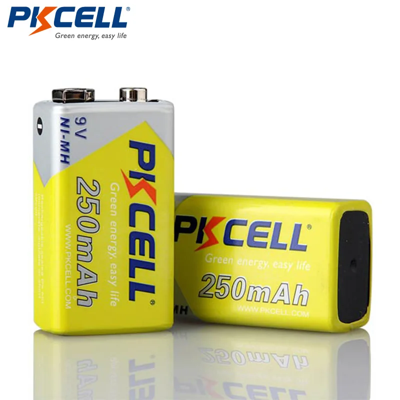

2Pcs*PKCELL 9V Battery Ni-MH 250mAh NIMH 6F22 9V Rechargeable Batteries Baterias For Smoke detectors Wireless Microphones