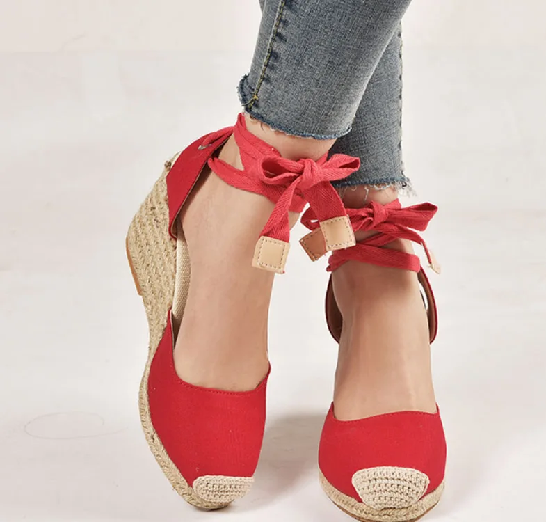 

Summer Women Sandals Fashion Female Beach Shoes Wedge Heels Shoes Comfortable Platform Shoes Black Red Sandalias Mujer 2019