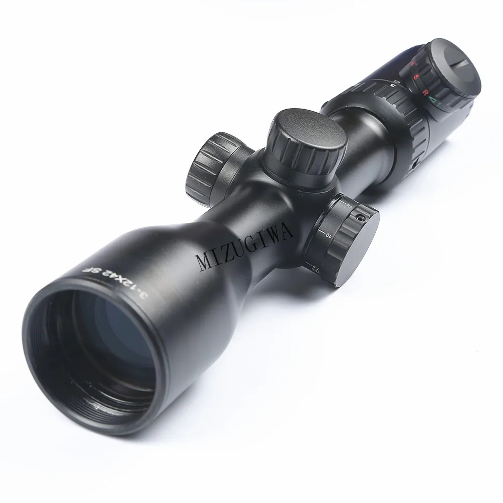 

Tactical Rifle Scope 3-12x42 SF Magnification Sight Mil-Dot Reticle Red Green illumination Adjustable Objective Lens Hunting