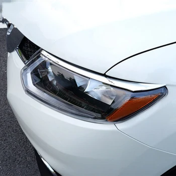 

Fit For NISSAN X-Trail Rogue 2014 2015 Car ABS Chrome Front Head Light Lamp Headlight Eyelid Cover Trim Exterior Decoration 2Pcs