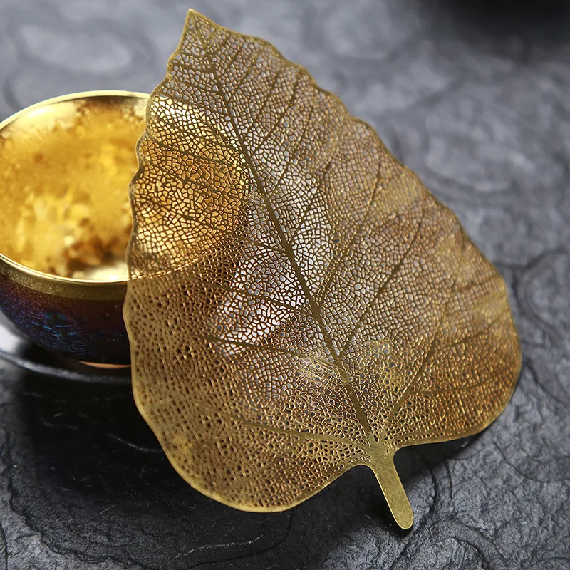 

Copper Bodhi Leaf Tea Filter Creative Personality Bookmarks Adornment Metope Hollow Out The Leaves Personality Filter