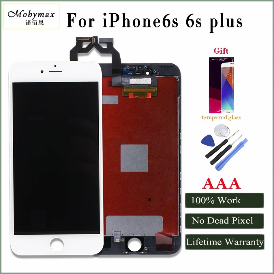 

Mobymax Pantalla For iPhone6s 6s plus LCD Display&Touch Screen Assembly Replacement Black/White All Test Work+Tools+Temper Glass