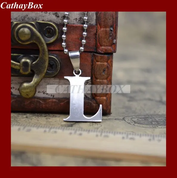Stainless Steel Alphabet Initial Letter L Charm Pendant Necklace Free