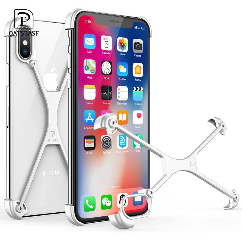 

OATSBASF Original Luxury X Shape Case for iPhone 7 case Protective Shell for iPhone 7 Plus case Metal Border Bumper Phone Cover