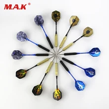 12 шт., профессиональная прямая Дротика, игла, Дротика, с алюминиевым желтым/черным полюсом, в костюме для игр в помещении и на открытом воздухе