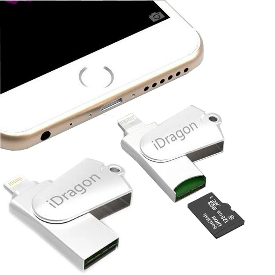 Металлический флеш-накопитель USB Micro SD SDHC TF адаптер для чтения карт OTG для iPhone pro 11 XS MAX 5 6 7 plus 8