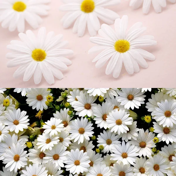 10pcs/bag 6CM Artificial Silk White Daisy Flower wedding / party DIY