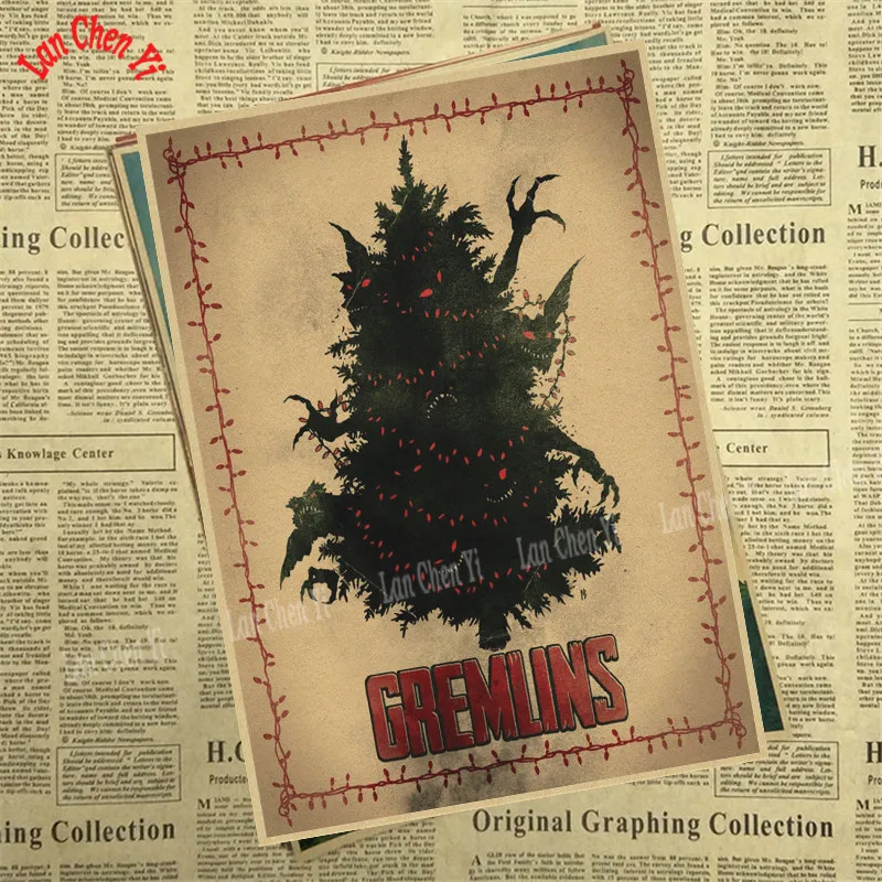 Gremlins Фэнтези фильм ужасов крафт бумага Плакат кафе высокое качество печати рисунок ядро декоративная живопись - Цвет: Темно-серый