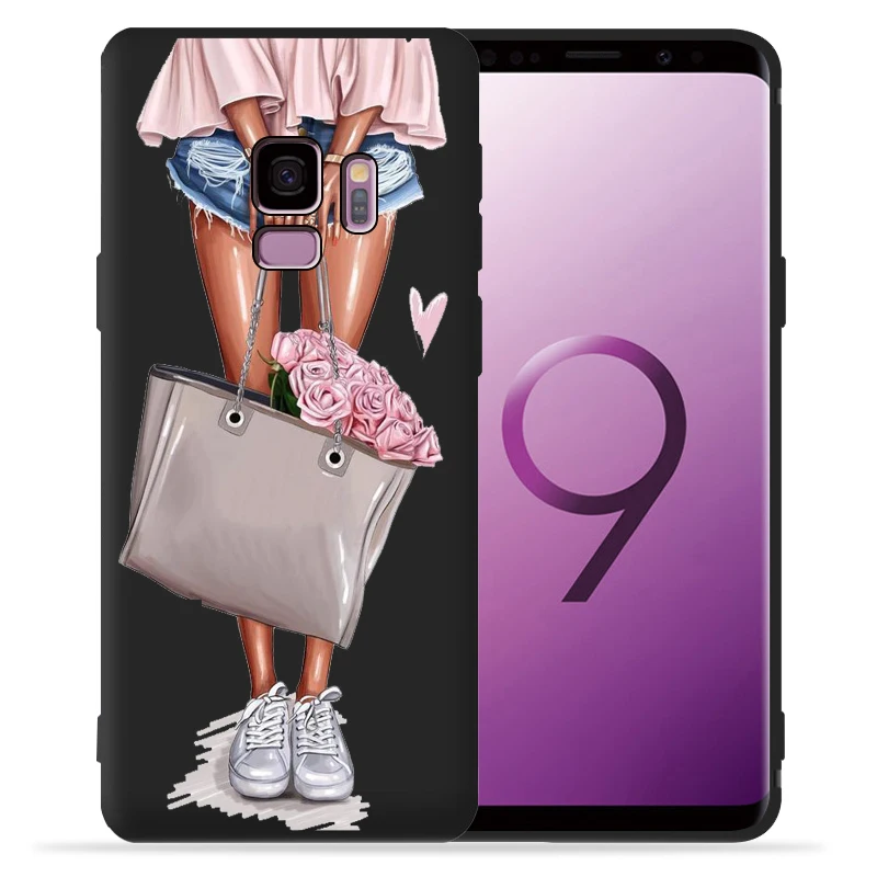 Модный чехол для девочек samsung Galaxy S9 S8 S10 Plus S7 S6 Edge S10 Lite Note9 8 высокий каблук кофейная Цветочная девушка чехол для телефона Etui