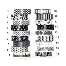 1X 15mm Tape Black White set Dot Flower Star Print Scrapbooking DIY Sticker Decorative Masking Japanese