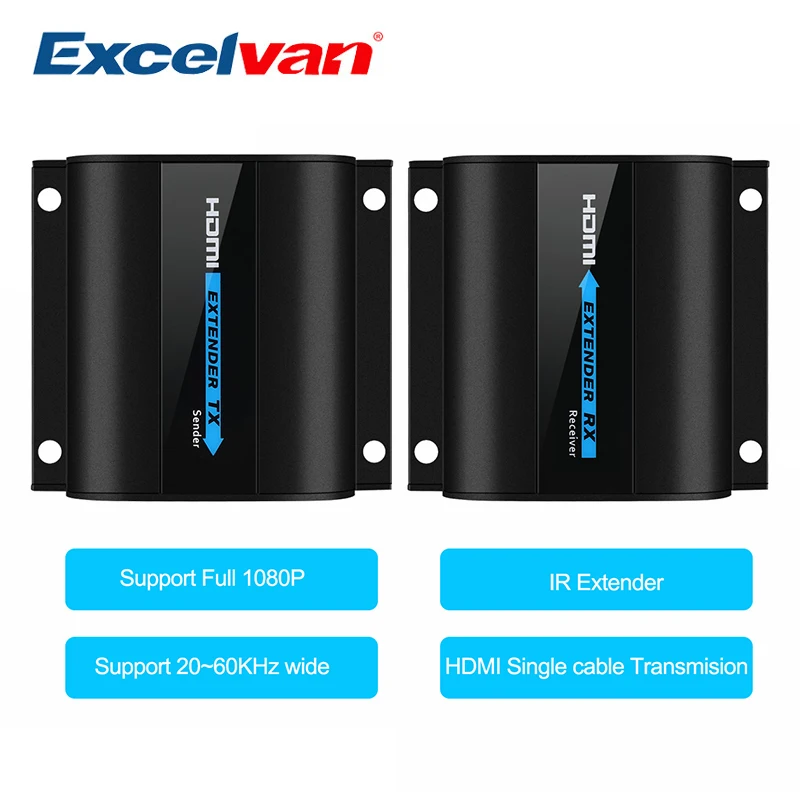 Excelvan LKV372A HDMI удлинитель передатчик HD 1080 P TX/RX 60 м с ИК Управление CAT6 RJ45 сигнала
