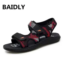 Удобные мужские сандалии; летняя мягкая Для мужчин, в стиле «Ретро» и шитья Повседневное обувь пляжные шлепанцы