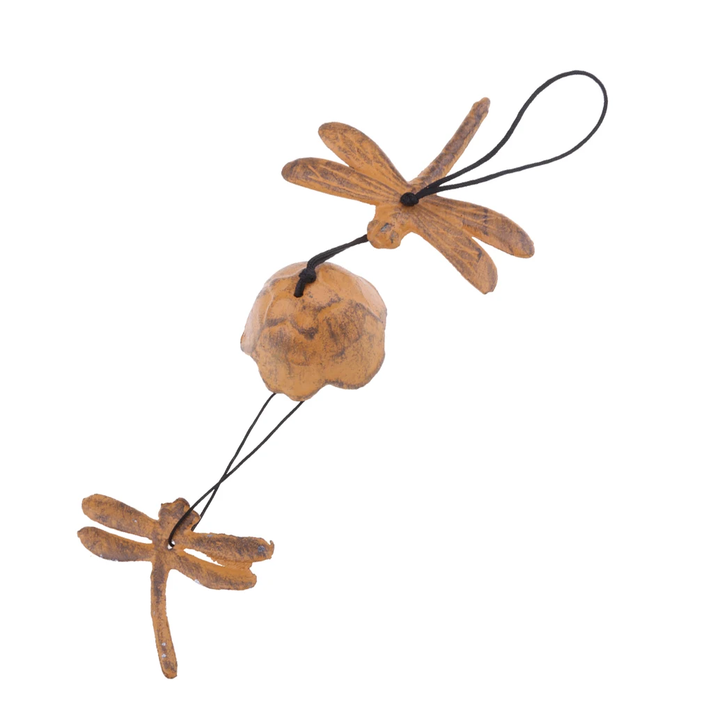 Handmade Wind Chime Pendant Balcony Decoration Creative Japanese Cast Iron Windchime Garden Wind Chime Dragon flyBell Yellow