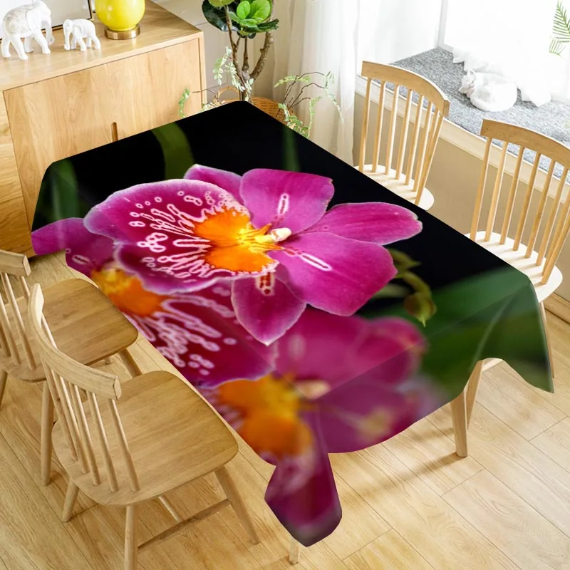  Orchid Flower Tablecloth Washable Cloth Thicken Oxford Rectangular Table Cloth for Wedding Customiz