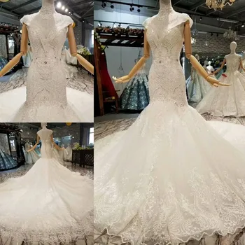 شراء2020 رداء دي ماري فستان العروس مثير حورية البحر ذيل طويل Vestido De Noiva فاخر الملكة الزفاف الدانتيل حتى فساتين الزفاف WD79
