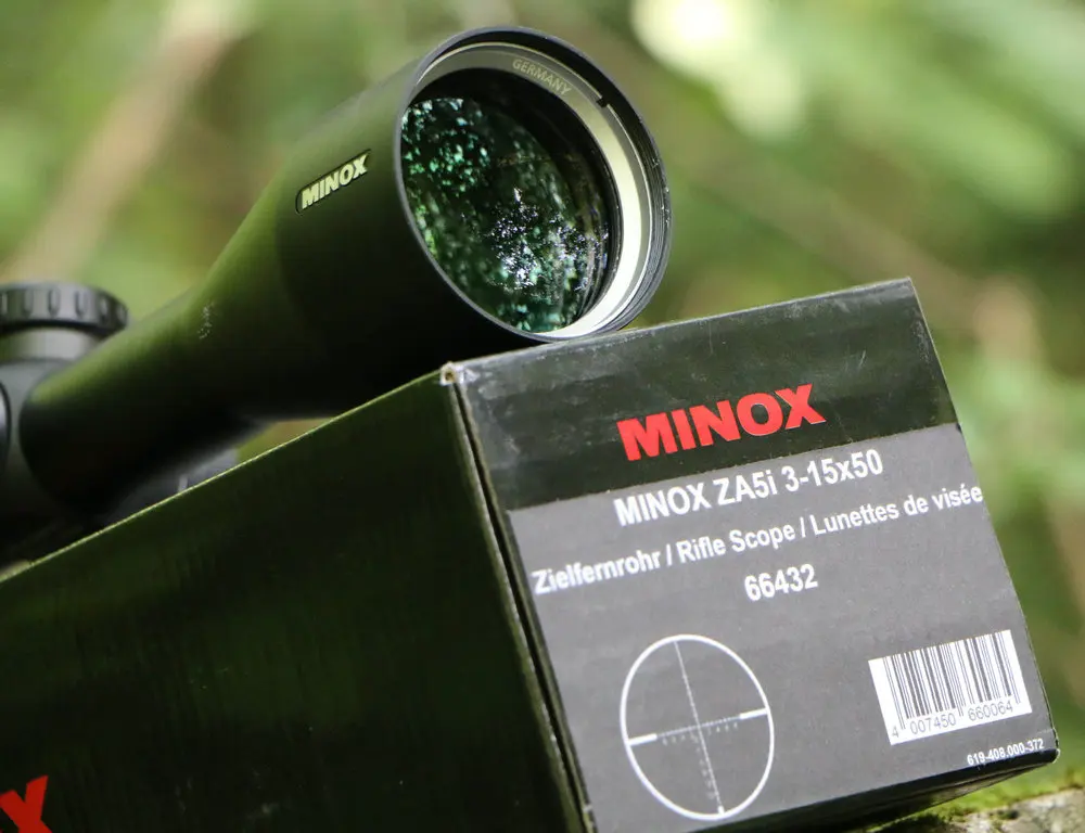 MINOX ZA 5i 3-15x50 прицелы для охоты подсвеченный красным стеклом Выгравированная сетка Боковая регулировка параллакса стопор башни сброс охотничий троп
