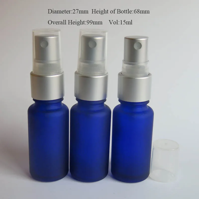 wholesale 100pcs empty Mini 15ml blue frost refillable perfume atomizer