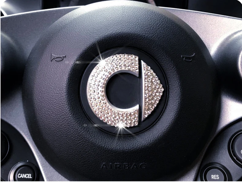 Для Mercedes Smart 451 453 Fortwo Forfour украшение автомобиля bling стикер аксессуары флэш дрель логотип наклейка на руль
