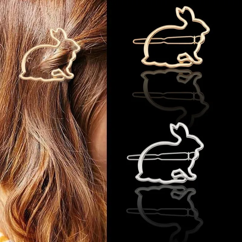 

2019 Simple Animal Bridal Hair Accessories Cartoon Hollow Gold Silver Bunny Rabbit Hairpins Hair Clip Jewelry For Wedding