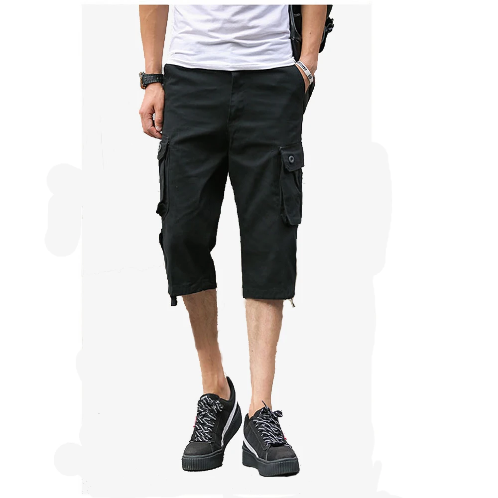 

2019 new self-cultivation knee-length overalls multi-pocket pants men's hot sale Europe and America large size 30-44