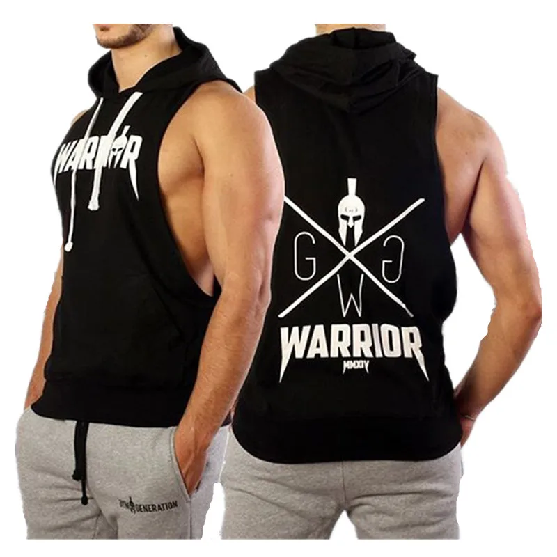 

MLCRIYG Print Tank Tops Hoodie Fitness Mens Bodybuilding Workout Tee Fashion Muscle Male Activewear Red black army green Vest