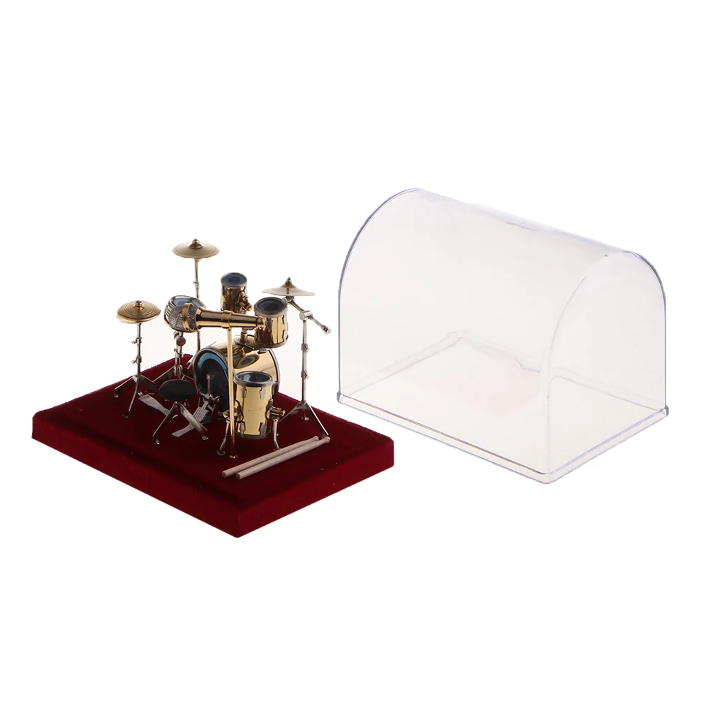 Miniature Drum Set Kit Musical Instrument Model Figurine for Music Lovers 14 x 11 x 10cm