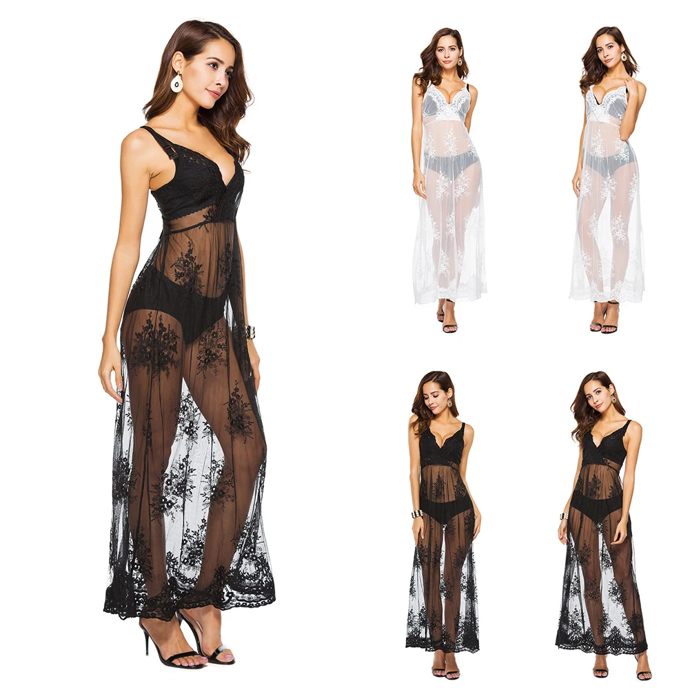 Vestidos verano пляжное платье женское сексуальное кружевное с вышивкой v образный