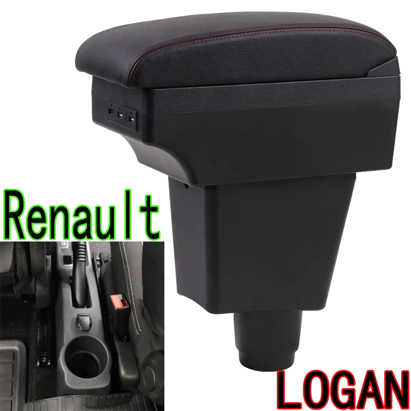 RenaultLOGANCentral storage box Renault logan Punch-free central armrest Double layer can be charged | Автомобили и мотоциклы