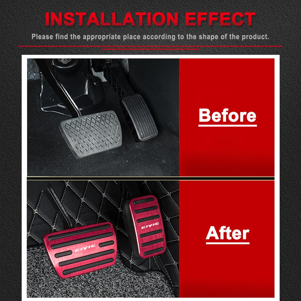 For Honda Civic 10th 2016 2017 2018 Aluminum Car Accelerator Gas Brake pedal Non Slip Pedal Plate Pads Cover Accessories Styling For Honda Civic 10th 2016 2017 2018 Aluminum Car Accelerator Gas Brake pedal Non Slip Pedal Plate Pads Cover Accessories Styling