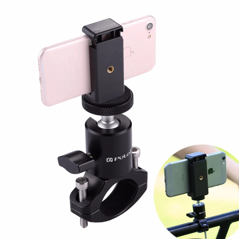 

PULUZ Aluminum Alloy Mini Bicycle Phone Holder For Iphone Samsung Xiaomi Phones Bike Frame Mount With ball head For Gopro Hero
