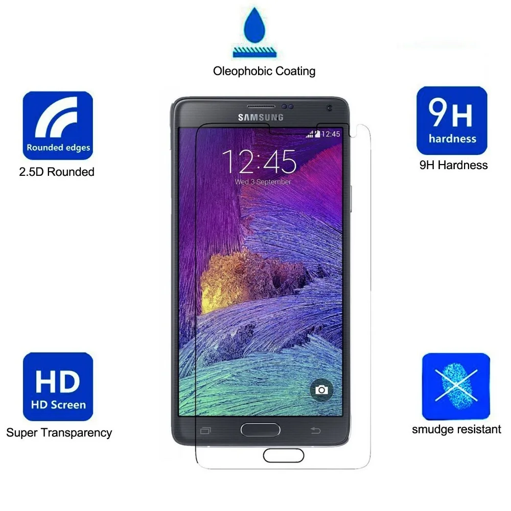 Sm n910f n910c n9100 закаленное защитная стекло фильм на samsung galaxy note 4 9H 2.5D круглый край
