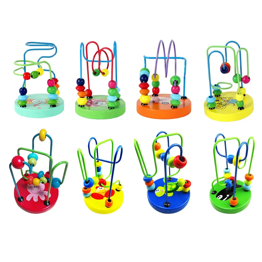 

Children Educational Toy Wood Beads Roller Coaster Maze Game Bright Colors Kids Hand Eyes Training Gift