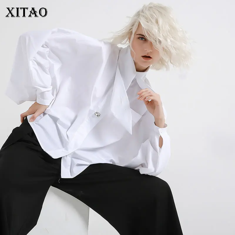 Женская винтажная плиссированная блузка XITAO Повседневная Блузка с отложным