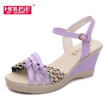 

2019 Spring New Female Sandals Open-toed Leisure Shoes High Heels Sandals PU Jelly Sandals Flat with One Word Buckle Belt