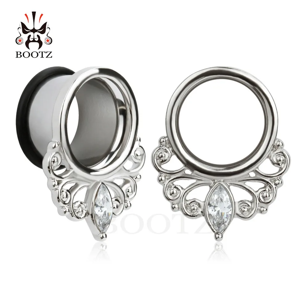 KUBOOZ Piercing flared ear tunnel plugs silver ear piercing dangle