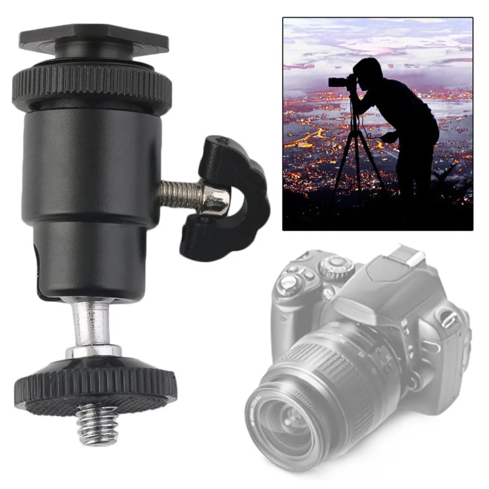 

Hot 1/4 Dual Nuts Adapter Mini Ball Head with Lock Tripod Mount for Photography Cameras LED Light Flash Bracket Mount Black