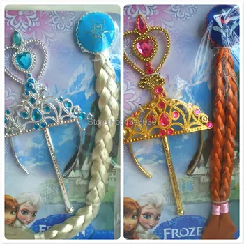 

&E-babe& Wholesale Elsa Anna Christmas Girls Accessories Magic Wand+Rhinestone Hair+Crown+Glove+Hair Braid FreeShipping