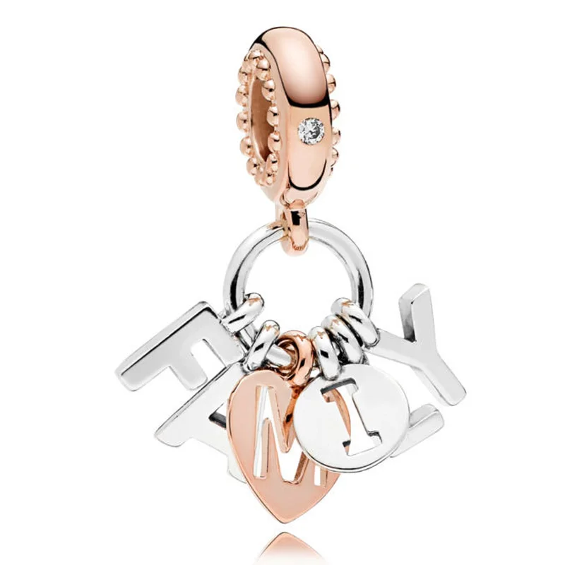 

New 925 Sterling Silver Charm Rose Gold Perfect Family Pendant Beads Fit Pandora Bracelet Bangle Diy Jewelry