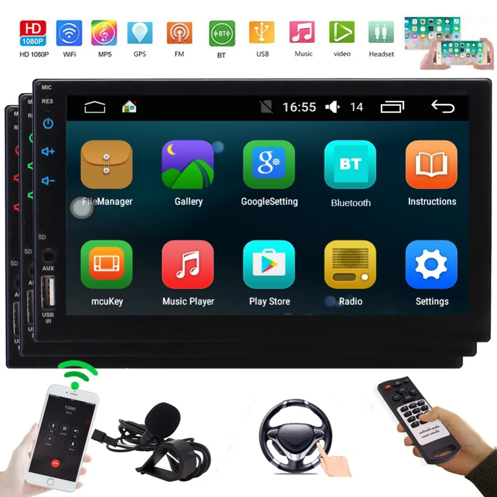 EinCar Android 6 0 стерео с 4 ядра 7 'сенсорный экран 2 Din DVD плеер автомобиля в тире gps