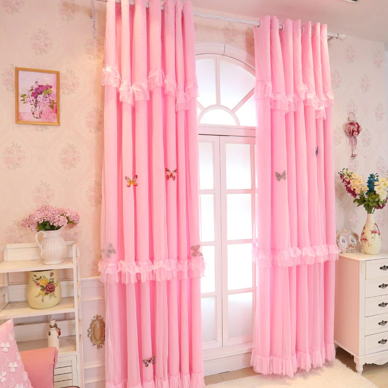 Rose Blanc Dentelle Blackout Rideaux Pour Salon De Luxe Solide Coreenne Style Rideaux Pour Chambre Bebe Fille Fenetre Rideaux L 02 Aliexpress