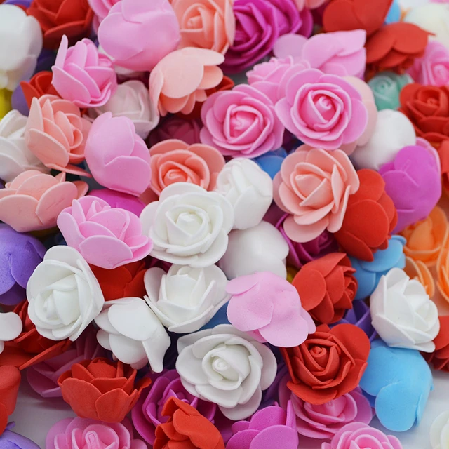 50Pcs/lot 3.5cm PE Foam Rose Head Artificial Rose Flowers Home Garden  Decorative Wreath Supplies