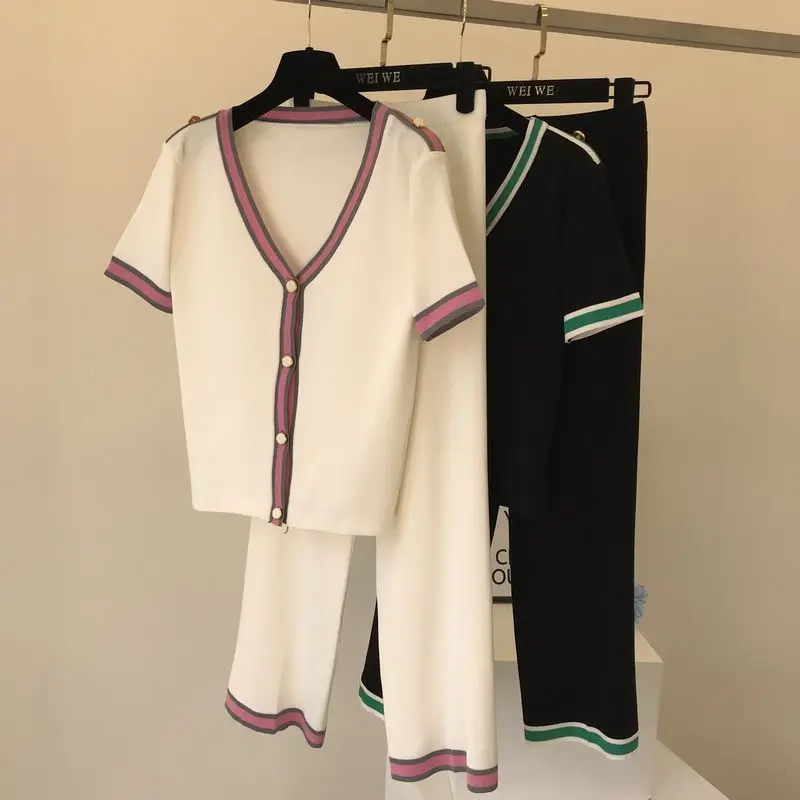 ALPHALMODA женский новый вязаный кардиган + брюки 2 шт офисный костюм с v образным