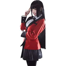 Косплей на Хэллоуин костюмы аниме Kakegurui Yumeko Jabami школьная форма для девочек Полный комплект куртка+ рубашка+ юбка+ чулки+ галстук+ WigShoes